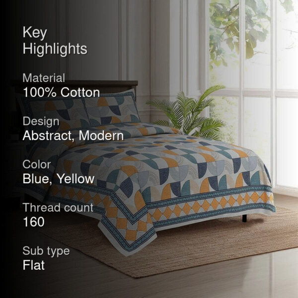 Aabhita Floral Bedsheet - Blue & Yellow Aabhita Floral Bedsheet - Blue & Yellow