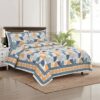 Aabhita Floral Bedsheet - Blue & Yellow Aabhita Floral Bedsheet - Blue & Yellow