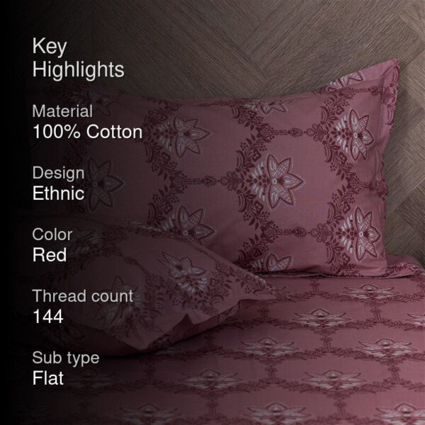 Amora Ethnic Bedsheet - Red Amora Ethnic Bedsheet - Red