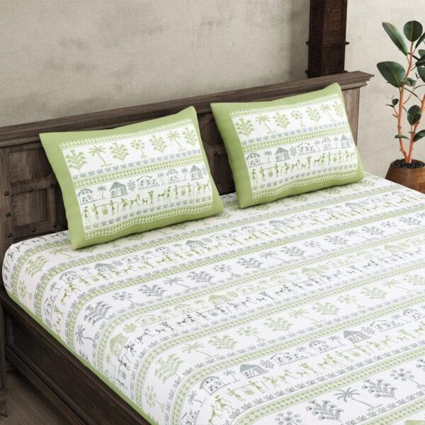 Aparna Ethnic Bedsheet - Green Aparna Ethnic Bedsheet - Green