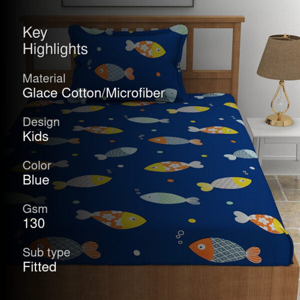 Aqua Fish Kids Bedsheet - Royal Blue Aqua Fish Kids Bedsheet - Royal Blue