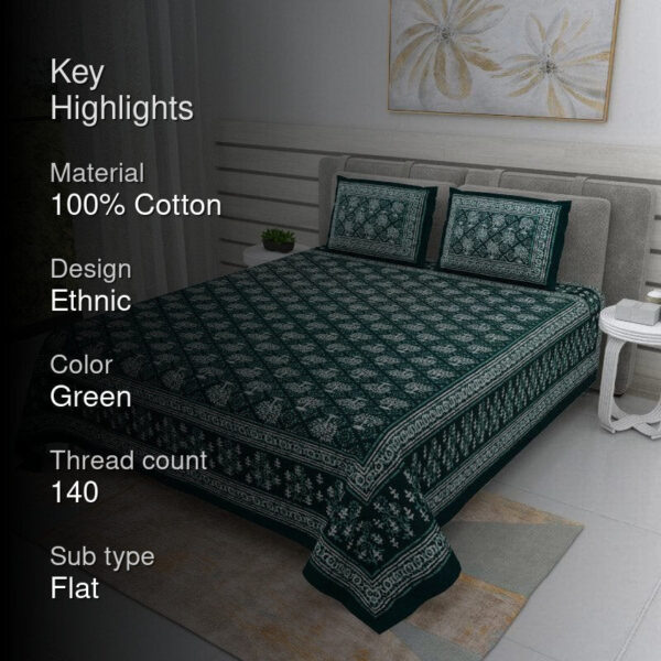 Arushi Printed Bedsheet - Green Arushi Printed Bedsheet - Green