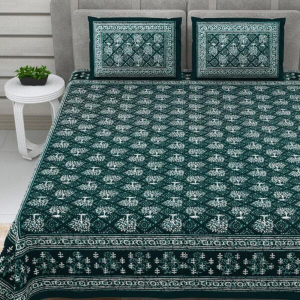 Arushi Printed Bedsheet - Green Arushi Printed Bedsheet - Green