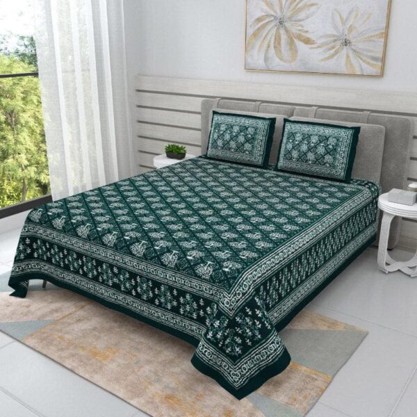 Arushi Printed Bedsheet - Green Arushi Printed Bedsheet - Green