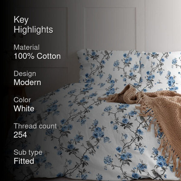 Cherry Blossom Floral Bedsheet - White Cherry Blossom Floral Bedsheet - White