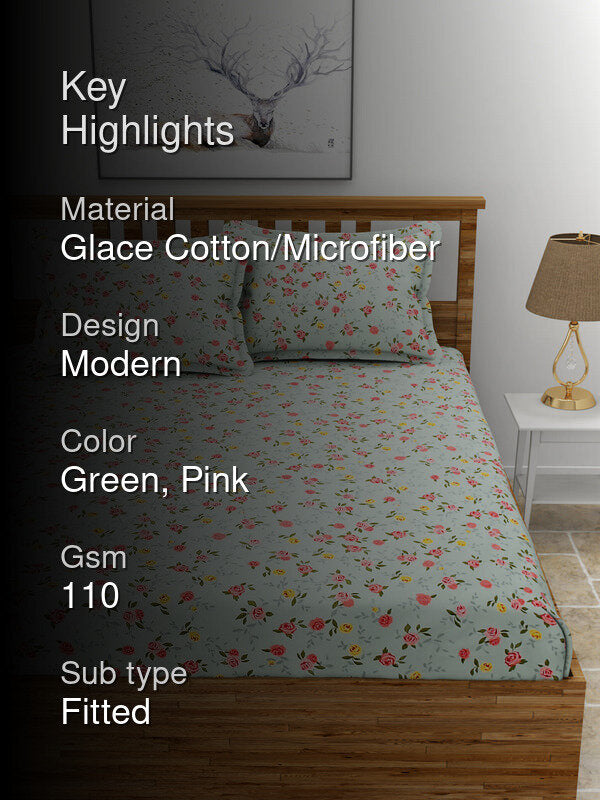 Cicegi Floral Bedsheet - Mint Green Cicegi Floral Bedsheet - Mint Green