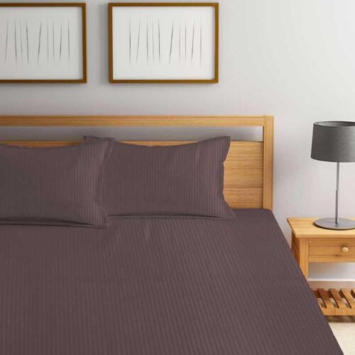 Cora Stripe Bedsheet _ Brown Cora Stripe Bedsheet _ Brown