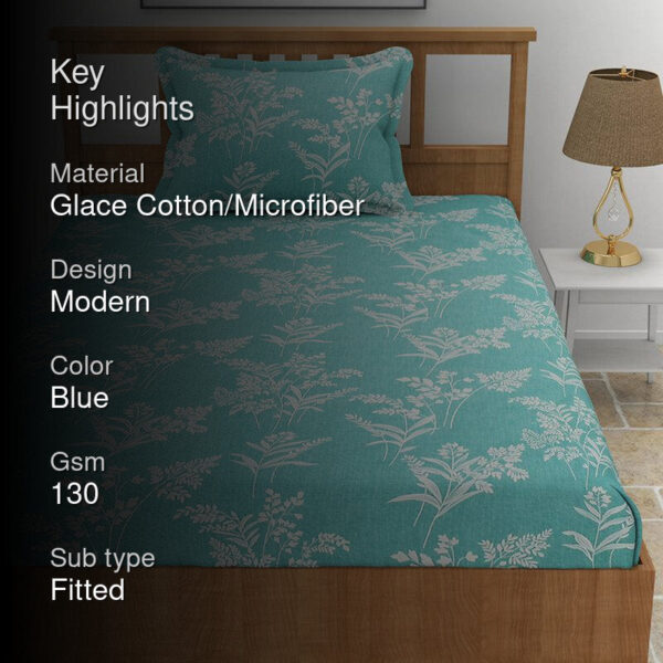 Cotinus Floral Bedsheet - Aqua Green Cotinus Floral Bedsheet - Aqua Green