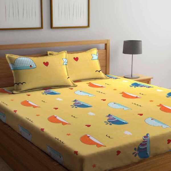 Dance With Whales Printed Bedsheet