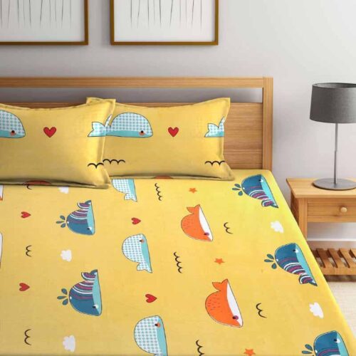 Dance With Whales Printed Bedsheet Dance With Whales Printed Bedsheet