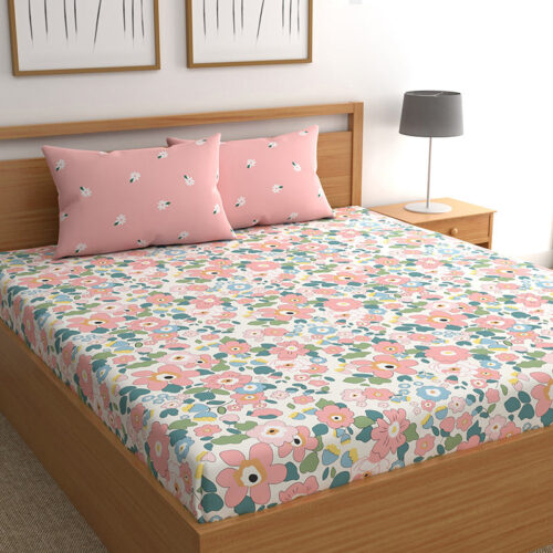 Doodled Blossoms I Fitted Microfiber Bedsheet Doodled Blossoms I Fitted Microfiber Bedsheet
