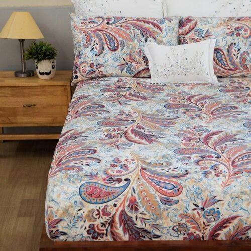 Duna Boheme Floral Bedsheet - Red Duna Boheme Floral Bedsheet - Red