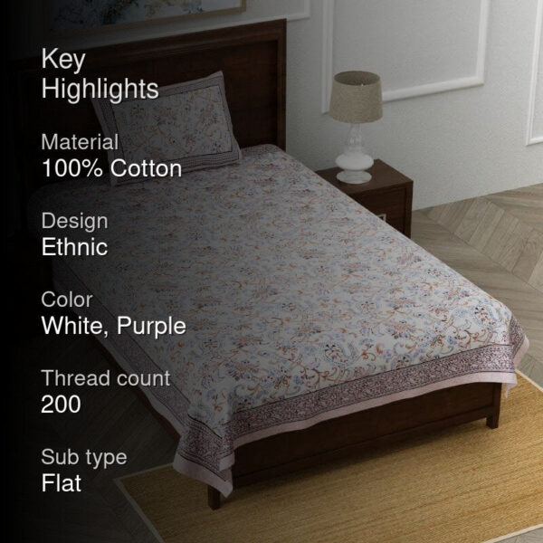 Floral Flush Bedsheet - Plum Floral Flush Bedsheet - Plum