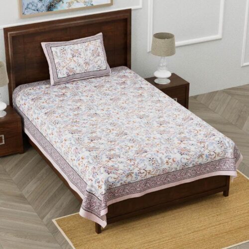 Floral Flush Bedsheet - Plum Floral Flush Bedsheet - Plum