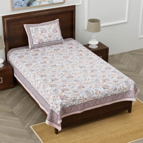 Floral Flush Bedsheet - Plum Floral Flush Bedsheet - Plum