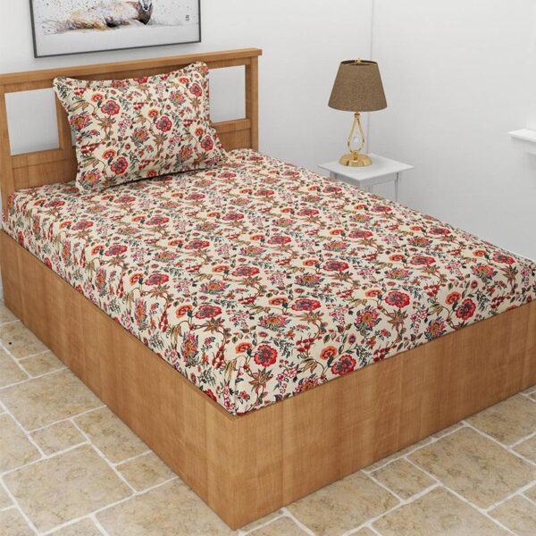Gerberas Floral Bedsheet - Beige Gerberas Floral Bedsheet - Beige