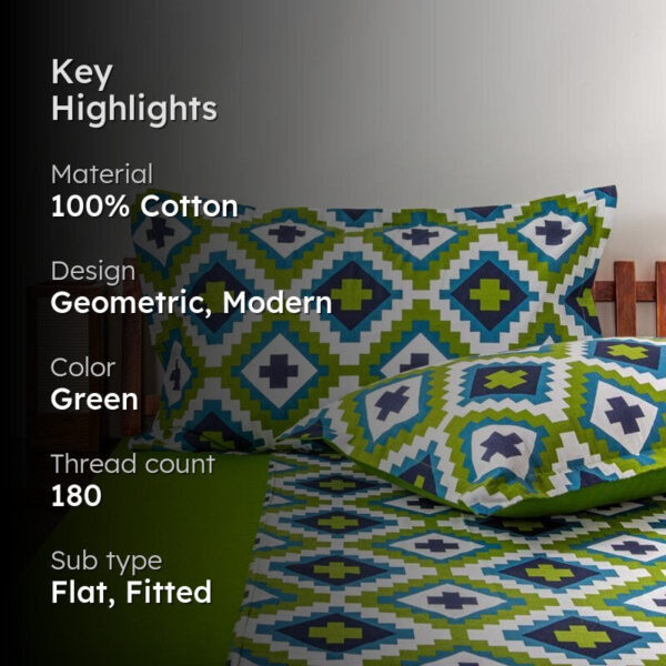 Green Grandeur Cotton Bedsheet - 180 TC Green Grandeur Cotton Bedsheet - 180 TC