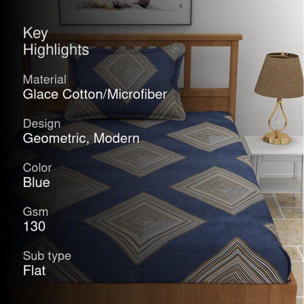 Hayes Geomatric Bedsheet - Aegean Blue Hayes Geomatric Bedsheet - Aegean Blue