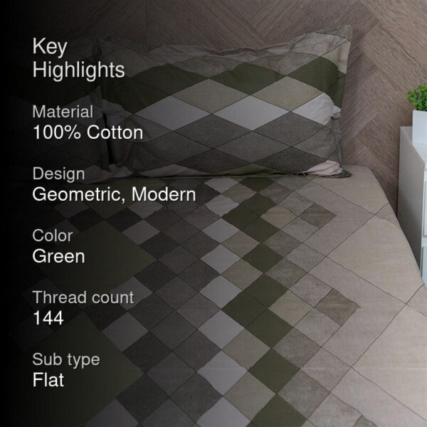 Jora Geometric Bedsheet - Green Jora Geometric Bedsheet - Green