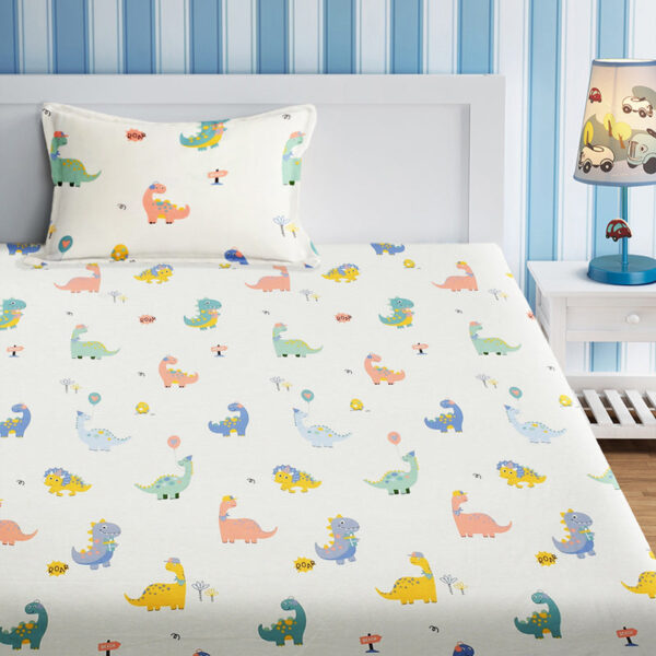 Jurassic Nights Kids Bedsheet - 210 TC
