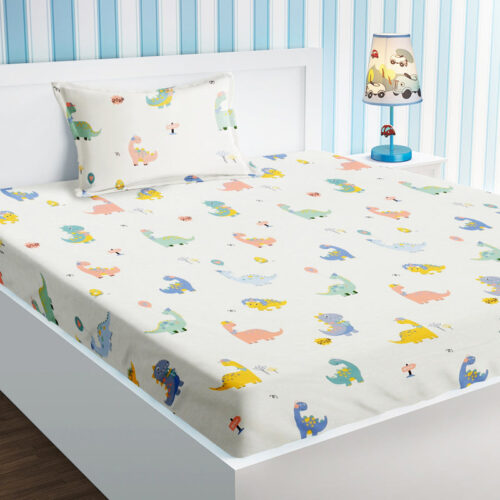 Jurassic Nights Kids Bedsheet - 210 TC Jurassic Nights Kids Bedsheet - 210 TC
