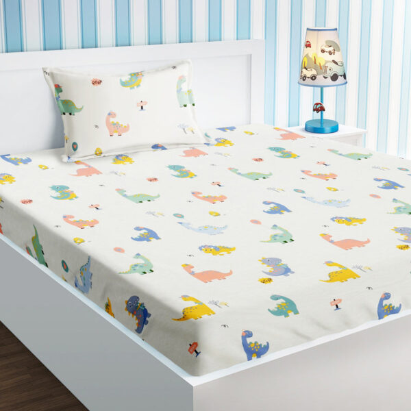 Jurassic Nights Kids Bedsheet - 210 TC