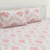 Kaureena Printed Bedsheet - White & Coral Kaureena Printed Bedsheet - White & Coral