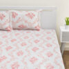 Kaureena Printed Bedsheet - White & Coral Kaureena Printed Bedsheet - White & Coral