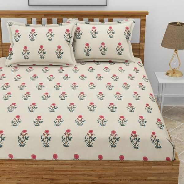 Larks Floral Bedsheet - Cream Larks Floral Bedsheet - Cream