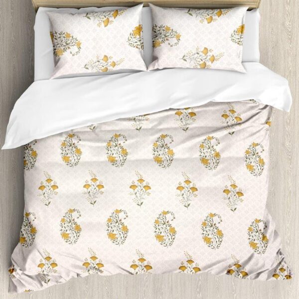 Liah Floral Bedsheet - White & Yellow Liah Floral Bedsheet - White & Yellow