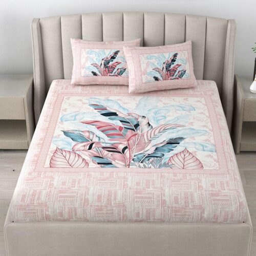 Little Explorers Floral Cotton Bedsheet (Pink) - 140 TC Little Explorers Floral Cotton Bedsheet (Pink) - 140 TC