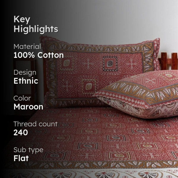 Lyra Printed Bedsheet - Maroon Lyra Printed Bedsheet - Maroon