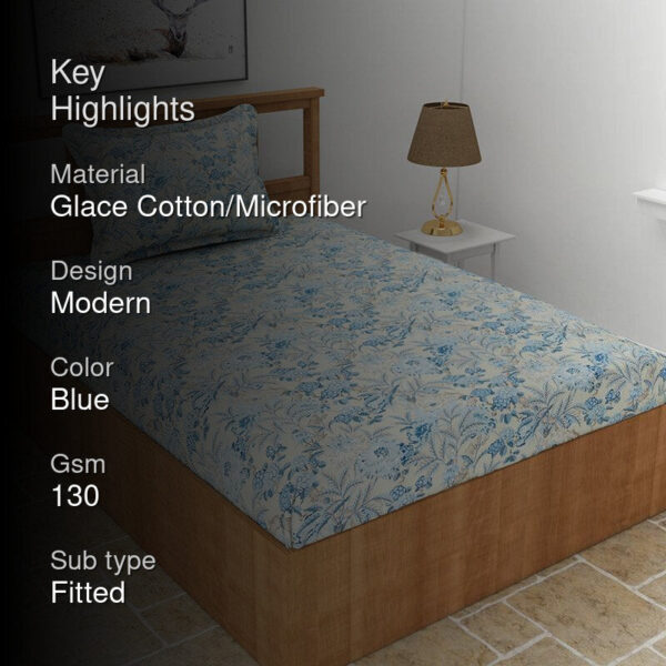 Malva Floral Bedsheet - Baby Blue Malva Floral Bedsheet - Baby Blue