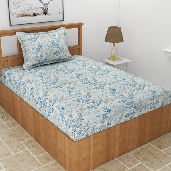 Malva Floral Bedsheet - Baby Blue Malva Floral Bedsheet - Baby Blue