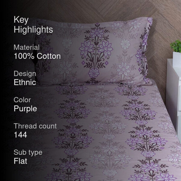Misha Floral Bedsheet - Purple Misha Floral Bedsheet - Purple