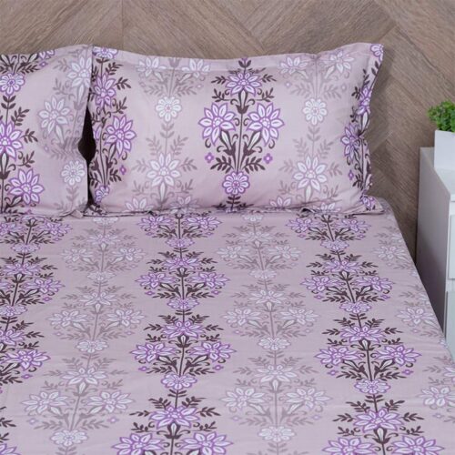 Misha Floral Bedsheet - Purple Misha Floral Bedsheet - Purple