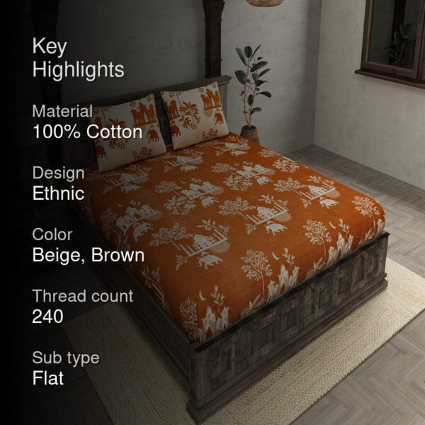 Motira Ethnic Bedsheet - Beige & Brown Motira Ethnic Bedsheet - Beige & Brown