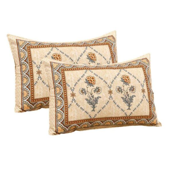 Mughal Jaali Printed Bedsheet - Yellow & Beige