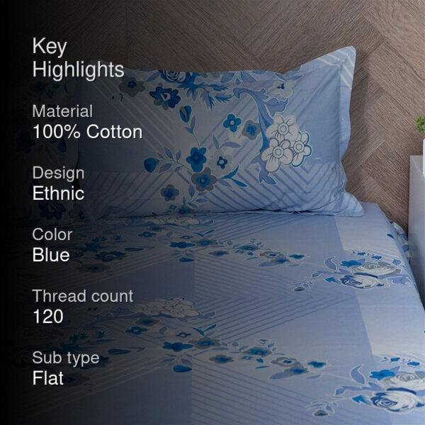 Nidra Floral Bedsheet - Blue Nidra Floral Bedsheet - Blue