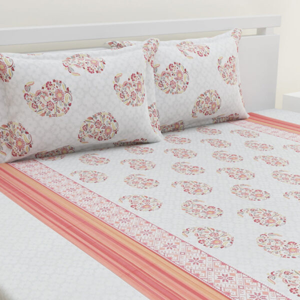 Nitya Printed Bedsheet - White Nitya Printed Bedsheet - White