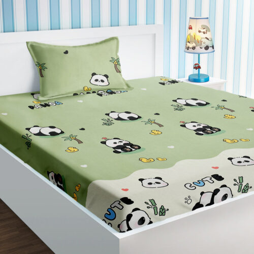 Panda Snuggles Kids Bedsheet - 210 TC Panda Snuggles Kids Bedsheet - 210 TC