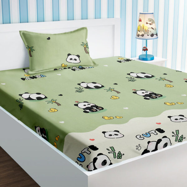 Panda Snuggles Kids Bedsheet - 210 TC