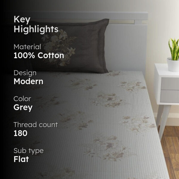 Paridhi Printed Bedsheet - Grey Paridhi Printed Bedsheet - Grey