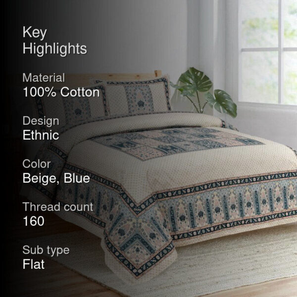 Parth Ethnic Bedsheet - Blue Parth Ethnic Bedsheet - Blue