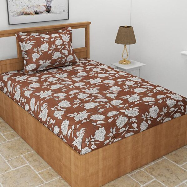 Petunia Floral Bedsheet - Coffee Brown Petunia Floral Bedsheet - Coffee Brown