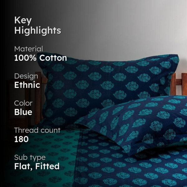 Rajastha Cotton Bedsheet (Tuquoise) - 180 TC Rajastha Cotton Bedsheet (Tuquoise) - 180 TC