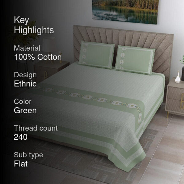 Recorra Printed Bedsheet - Green Recorra Printed Bedsheet - Green