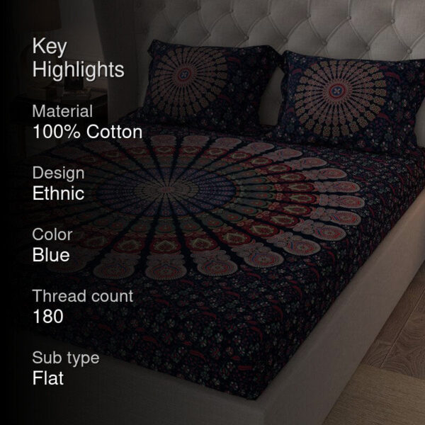 Rosho Mandala Bedsheet - Blue Rosho Mandala Bedsheet - Blue