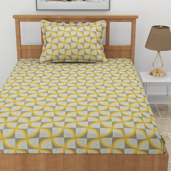 Selenia Floral Bedsheet - Grey & Yellow Selenia Floral Bedsheet - Grey & Yellow