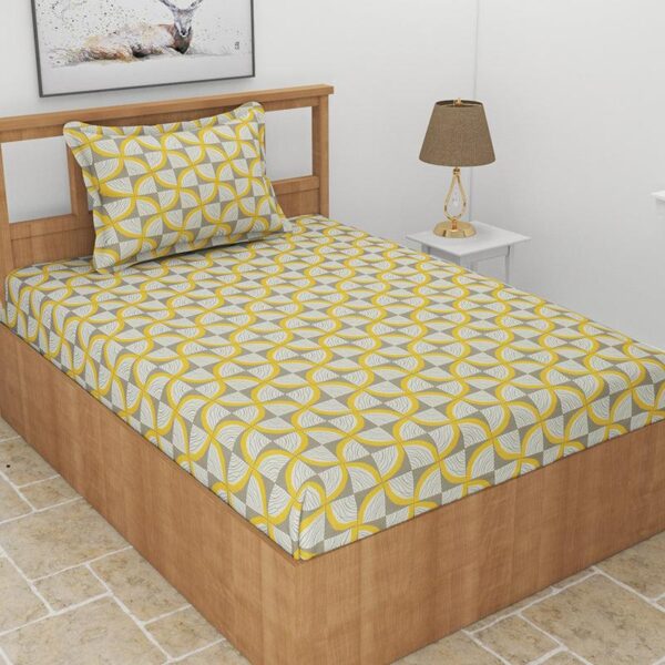 Selenia Floral Bedsheet - Grey & Yellow Selenia Floral Bedsheet - Grey & Yellow